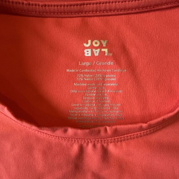 Women's JoyLab Seamless Crop Short Sleeve Shirt Coral Sz-large - Picture 2 of 3